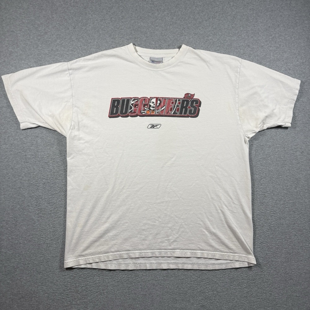 Vintage Reebok Tampa Bay Buccaneers T Shirt XL White Graphic NFL 2000s Y2K Mens